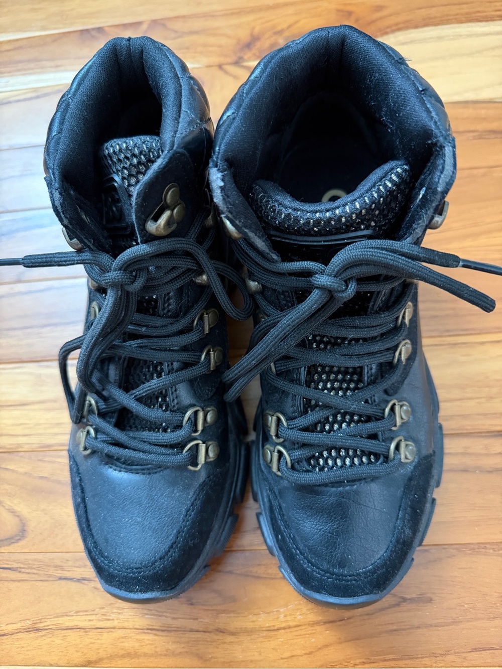 Guess Black Lace-Up Hiking Boots